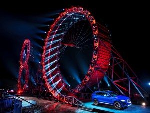 ###   - HANDOUT - FREE TO USE -   ### 13/09/15. JAGUAR F-PACE LOOP REVEAL JAGUAR CELEBRATES 80TH YEAR BY REVEALING THE NEW F-PACE TO GLOBAL AUDIENCE, BREAKING THE GUINNESS WORLD RECORD OF LARGEST LOOP THE LOOP DRIVE IN A CAR, DRIVEN BY TERRY GRANT, AHEAD OF MOTOR SHOW DEBUT IN FRANKFURT. CREDIT: NICK DIMBLEBY. ###   - HANDOUT - FREE TO USE -   ###