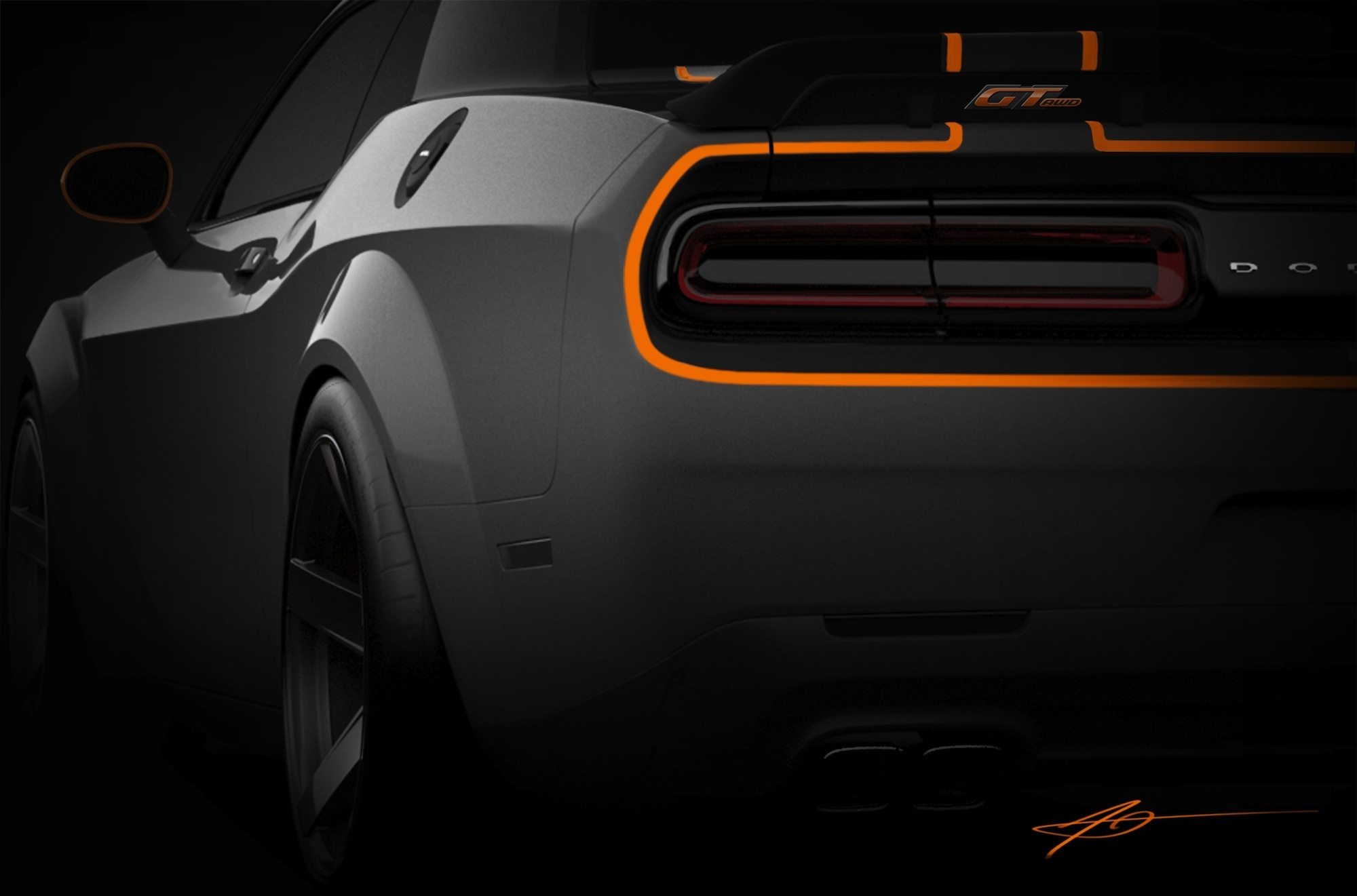A sneak peek at the Mopar-customized Dodge Challenger, one of many Mopar-modified vehicles that will debut at the Specialty Equipment Market Association (SEMA) Show, November 3-6 at the Las Vegas Convention Center.
