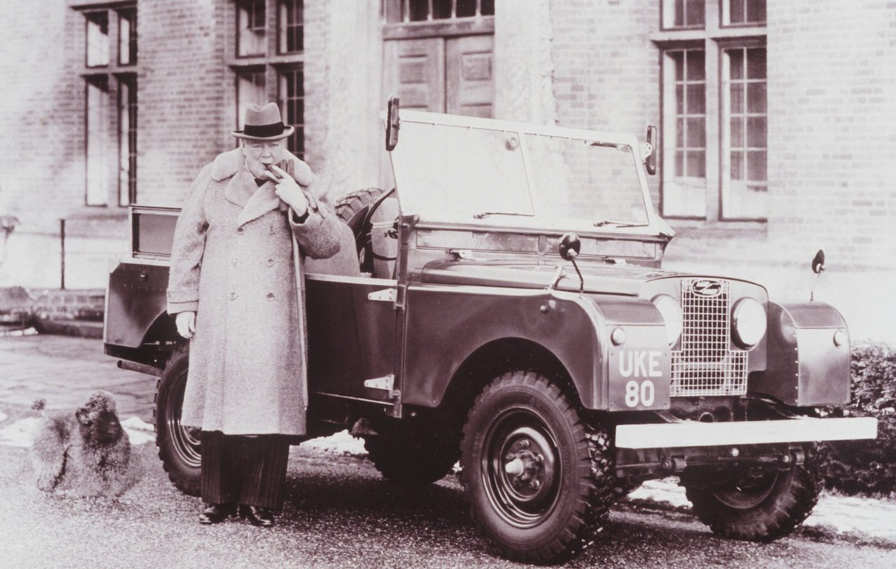 Winston Churchill with Land Rover Series I