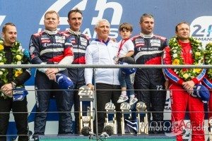 LMGT Am podium: class winners #72 SMP Racing Ferrari 458 GTE: Andrea Bertolini, Viktor Shaitar, Alexey Basov with SMP owner Boris Rotenberg