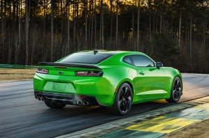 For the first time, the 2017 1LE performance package will be available on Camaro 1LT or 2LT coupes equipped with the 3.6L V6. Featuring more aggressive suspension tuning, standard Brembo brakes and Goodyear Eagle F1 tires, the LT 1LE delivers an estimated 0.97G in cornering grip. (Vehicle shown with optional black Chevrolet bowtie accessory and concept color.)