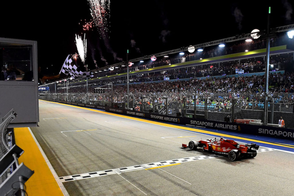Traguardo GP Singapore F1, 2019, Vettel, Ferrari