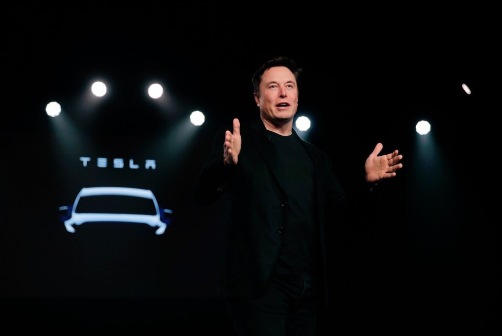 Elon Musk, Ceo di TESLA Motors, annuncio GIGA Berlin, la nuova factory a Berlino, durante premiazione Volante d'Oro per Model 3