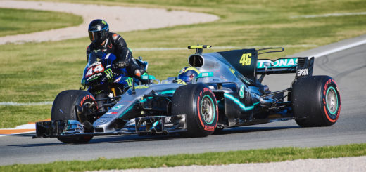 Lewis Hamilton and Valentino Rossi swapped their respective machinery