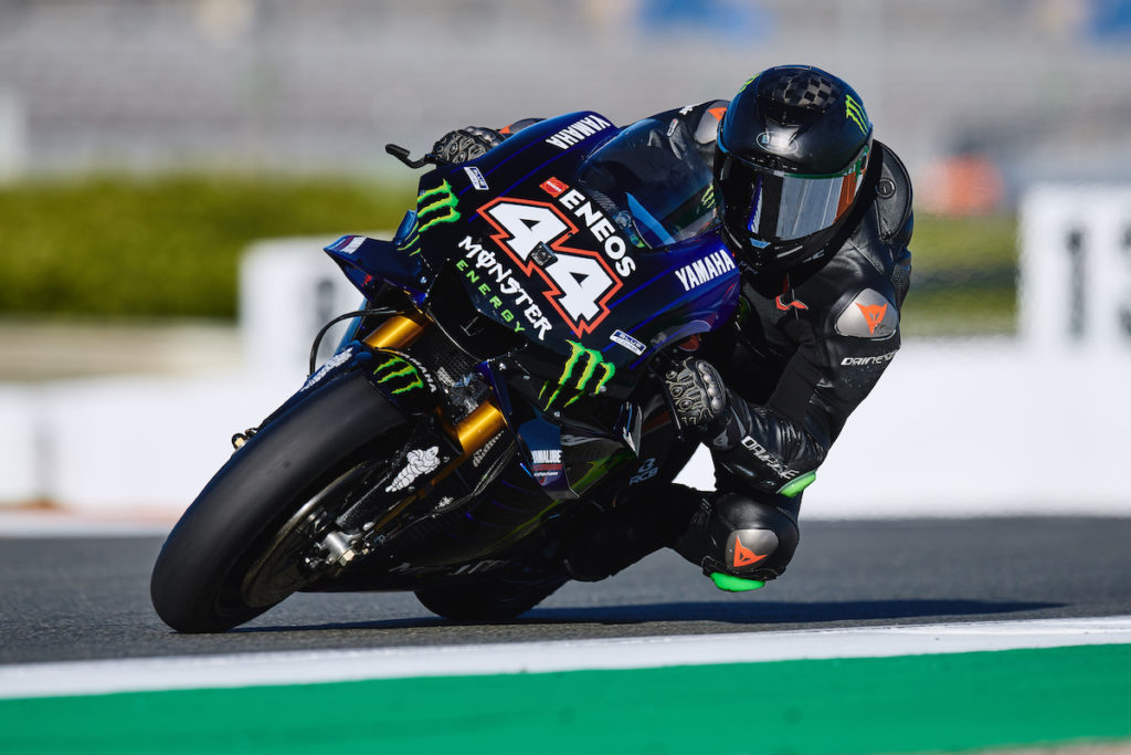 VALENCIA, SPAIN - DECEMBER 09: Lewis Hamilton of Great Britain and AMG Petronas F1 Team Mercedes riding the 2019 Yamaha YZR-M1 during the #LH44VR46 test at Ricardo Tormo circuit of Valencia on December 09, 2019