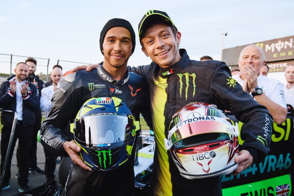 Valentino Rossi Lewis Hamilton show, Valencia, Spagna, Dec 2019