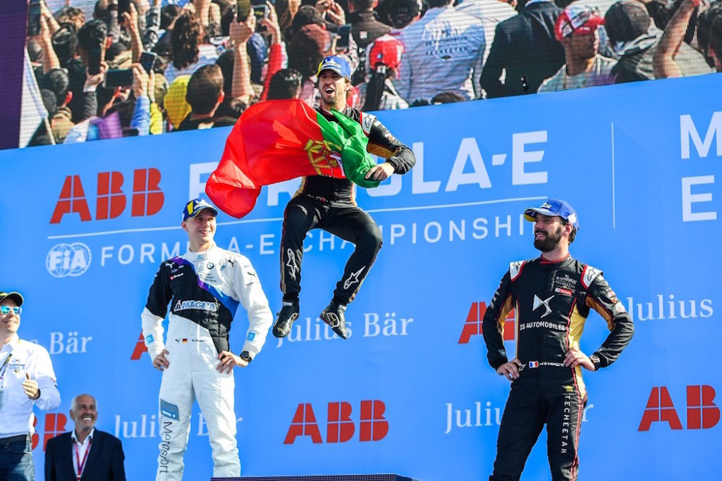 Podio E-prix Marrakesh 2020, Formula E, 1* Da Costa, 2* Gunther, 3* Vergne