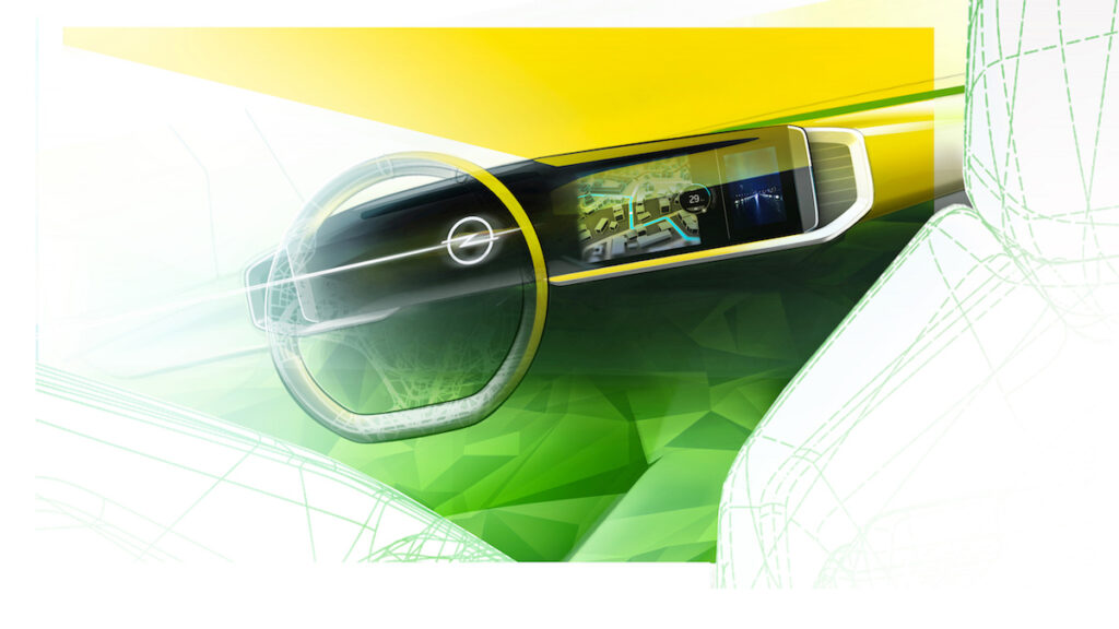 Disegno che rappresenta il Pure Panel caratteristico del nuovo coclpit Opel