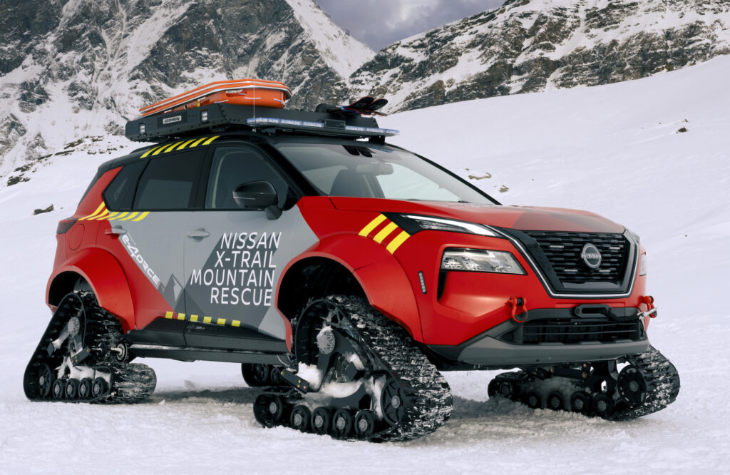 Il concept X-Trail Mountain Rescue è stato pensato per mettere in evidenza le capacità dell’esclusivo sistema di trazione integrale e-4ORCE. 